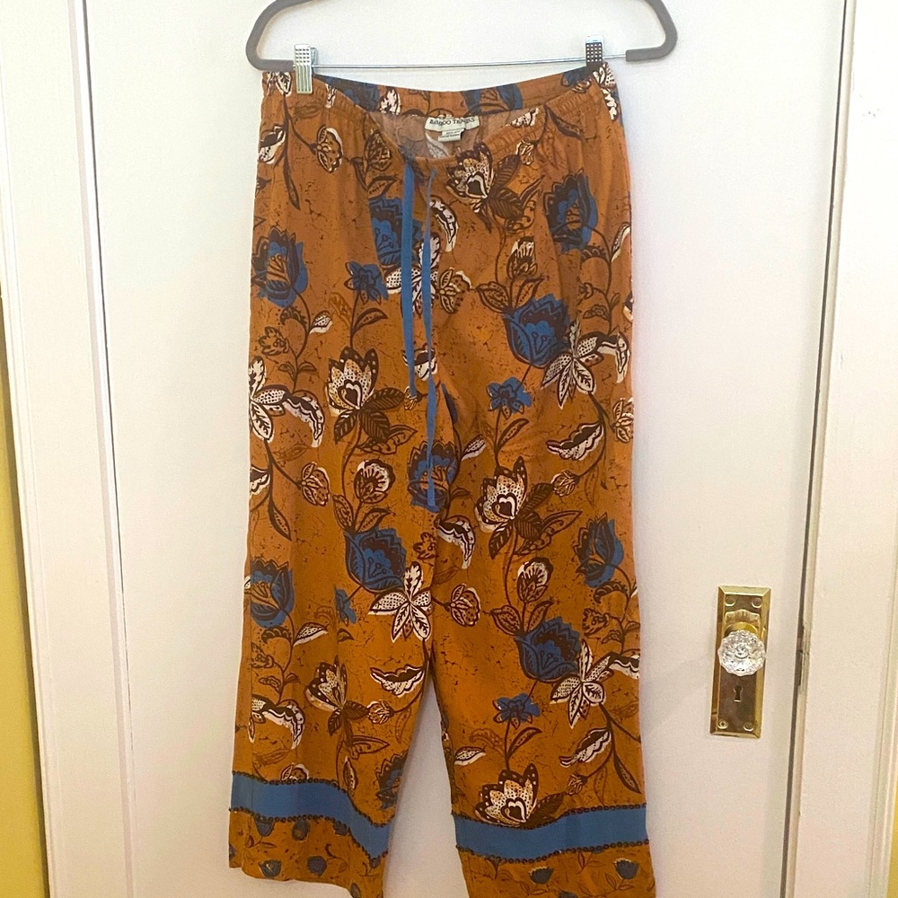 Bamboo Traders Size XL Women’s pants with batik design snd beaded legs. NWOT